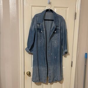 SHEIN Blue Denim Trench Coat -worn once. 73% cotton